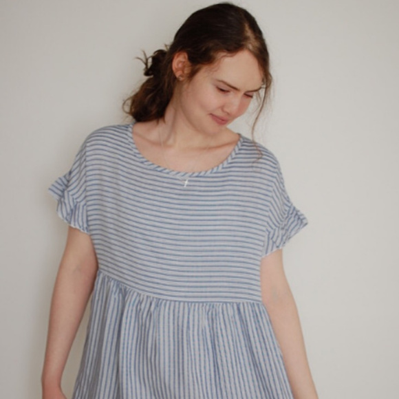 Spring / Summer/ Easter Top Blue and White Striped Top Hailey & Co - Picture 2 of 7